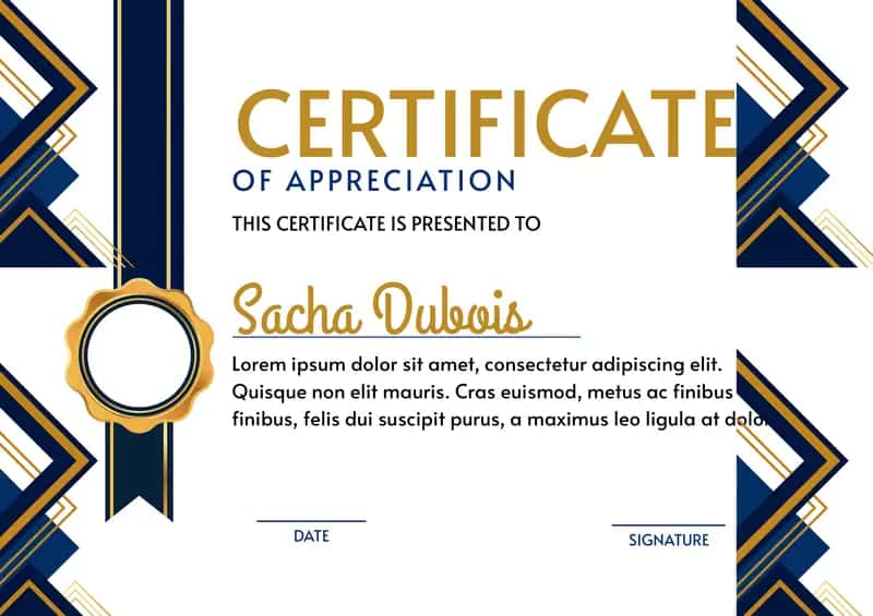 Certificate of Appreciation