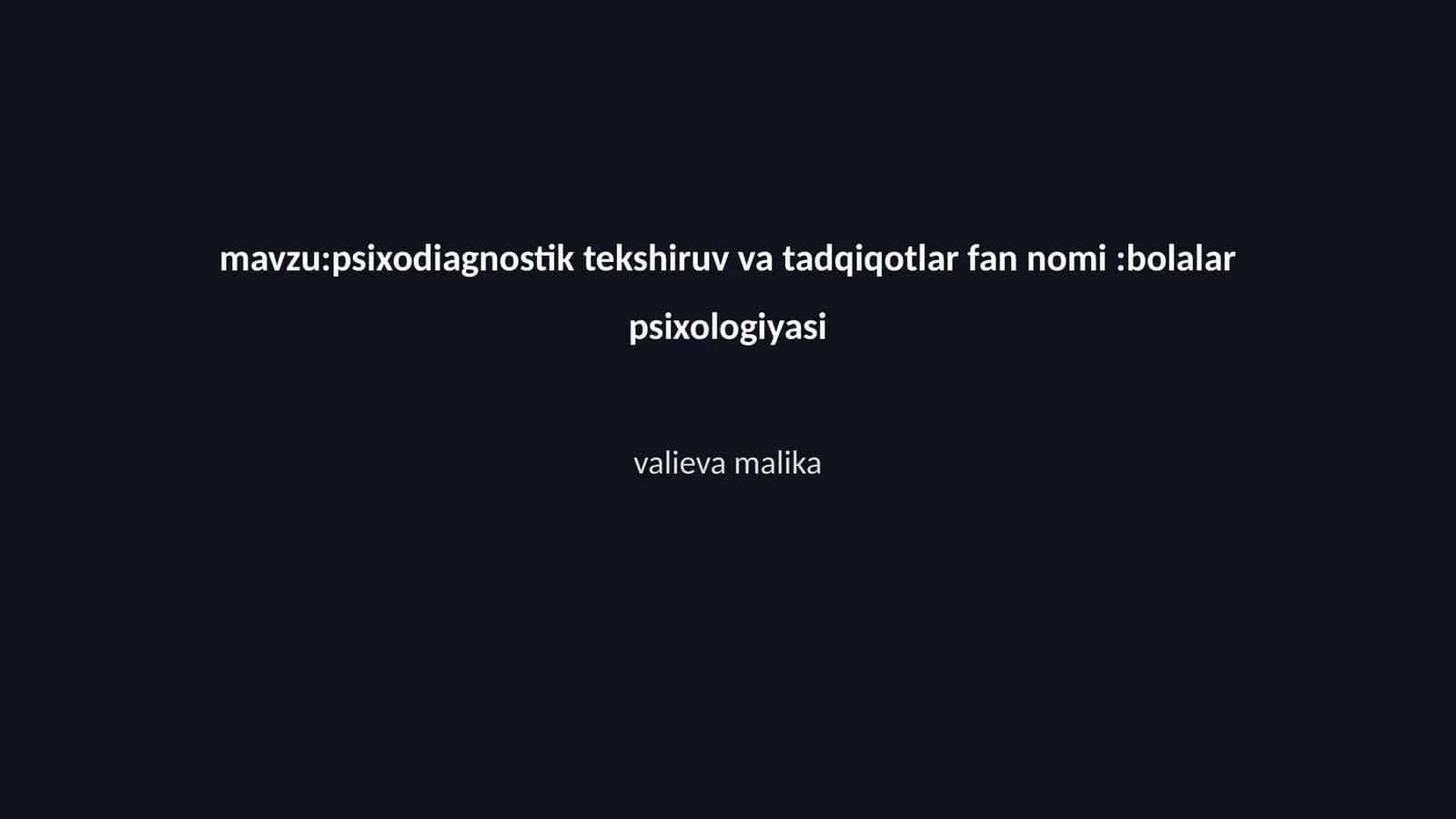 psixodiagnostik tekshiruv va tadqiqotlar