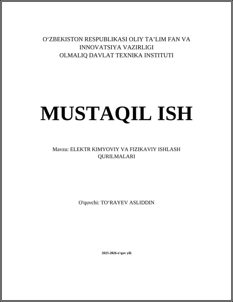 Galvanizatsiya (elektroplating) qurilmalari
