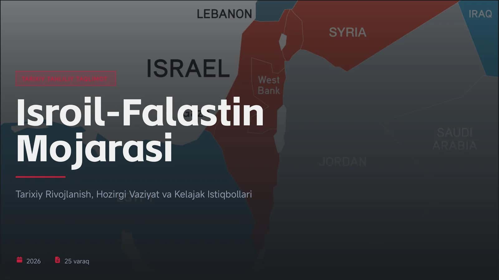 TARIXIY TAHLILIY TAQLIMOT Isroil-Falastin Mojarasi
