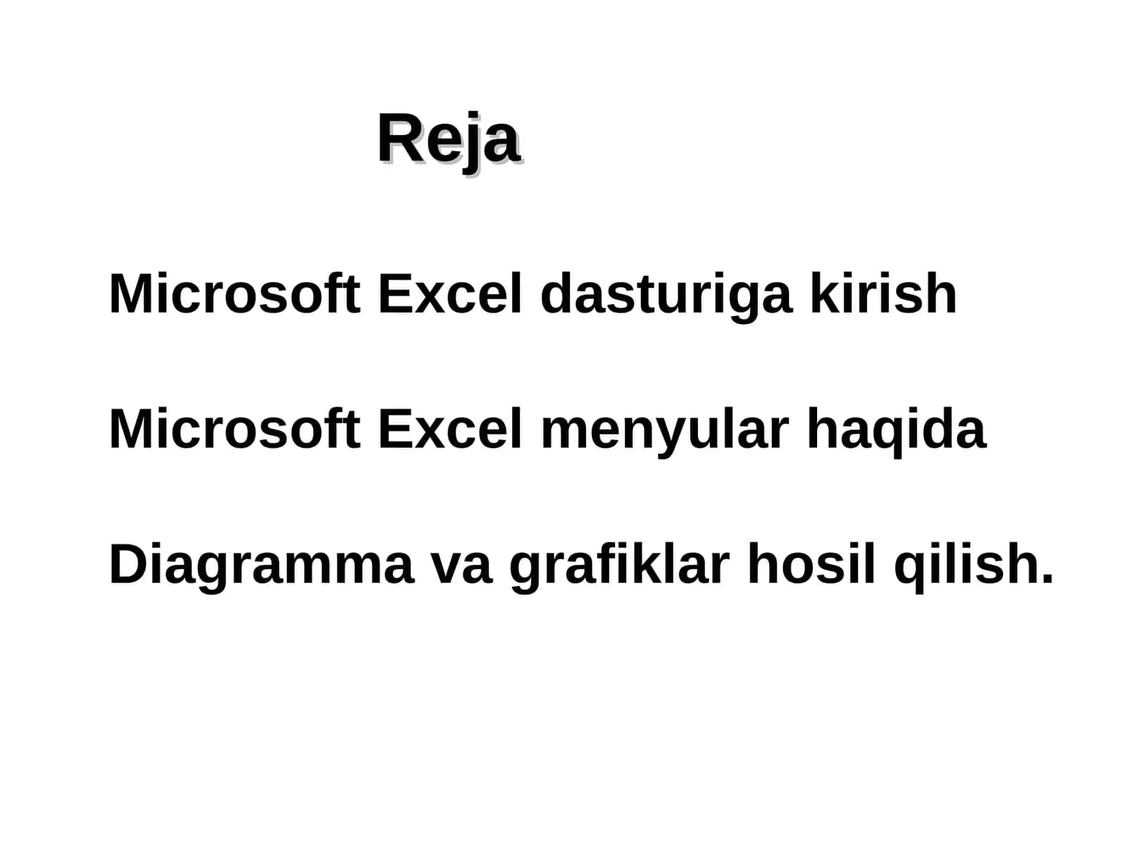 Microsoft Excel dasturiga kirish