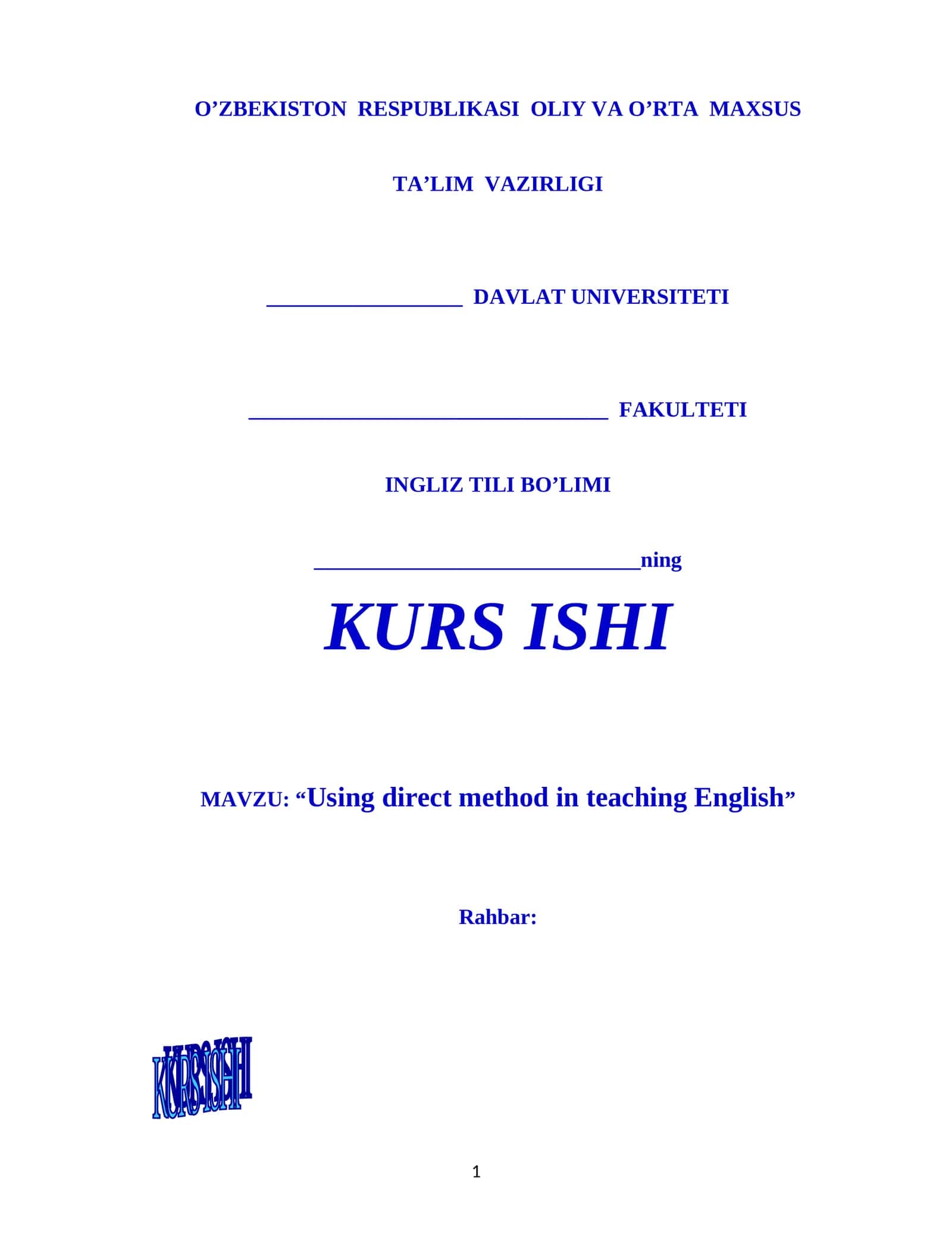 “Using direct method in teaching English”