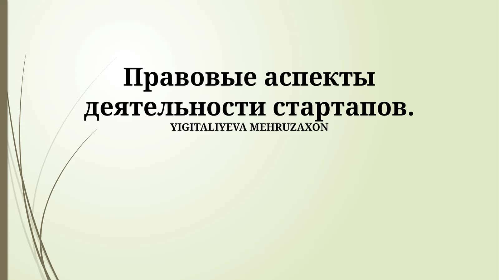 Правовые аспекты деятельности стартапов
