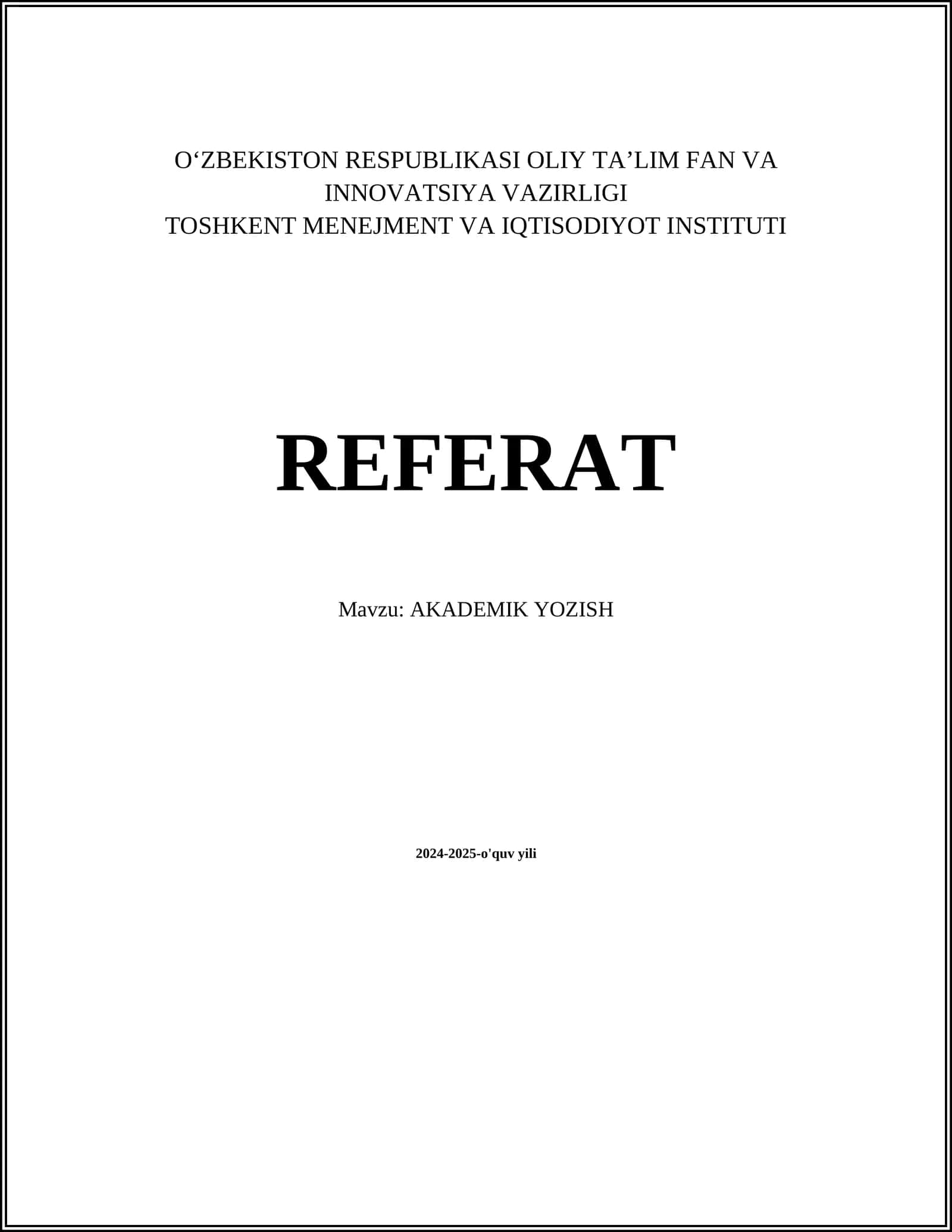 AKADEMIK YOZISH