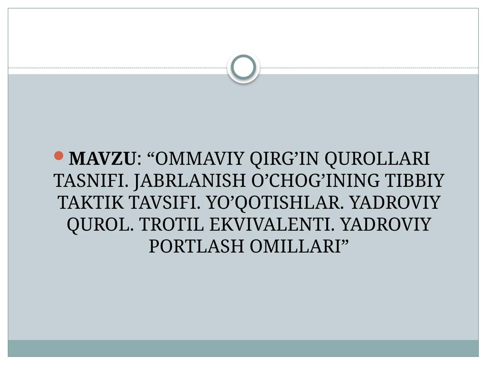 Ommaviy Qirg'in Qurollari Tasnifi