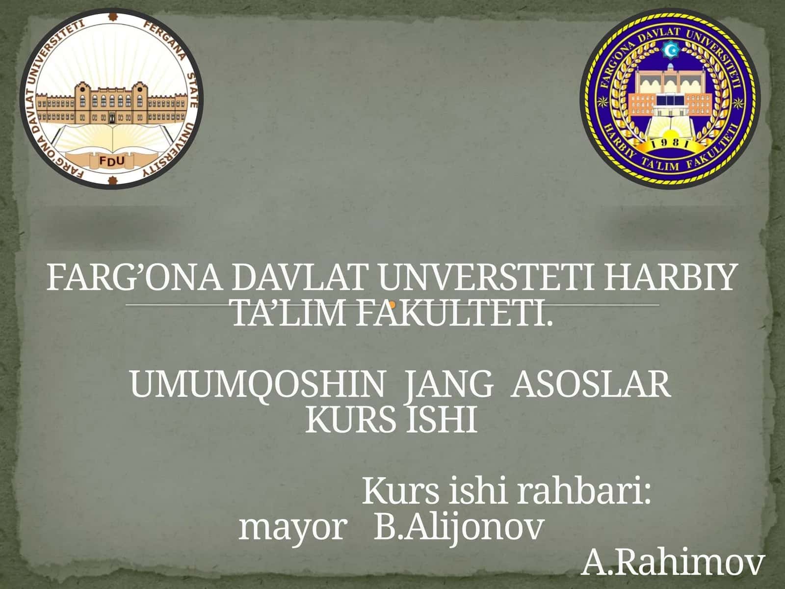 UMUMQO’SHIN JANG ASOSLARI