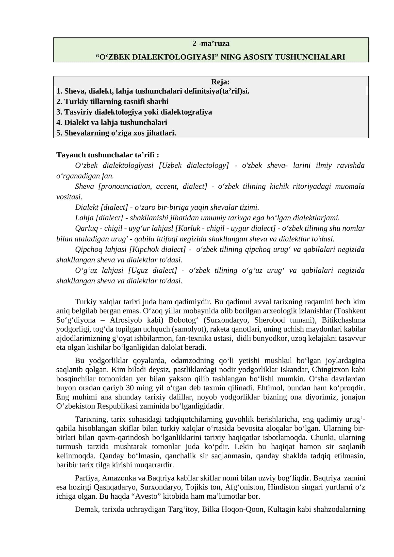 O‘ZBEK DIALEKTOLOGIYASI