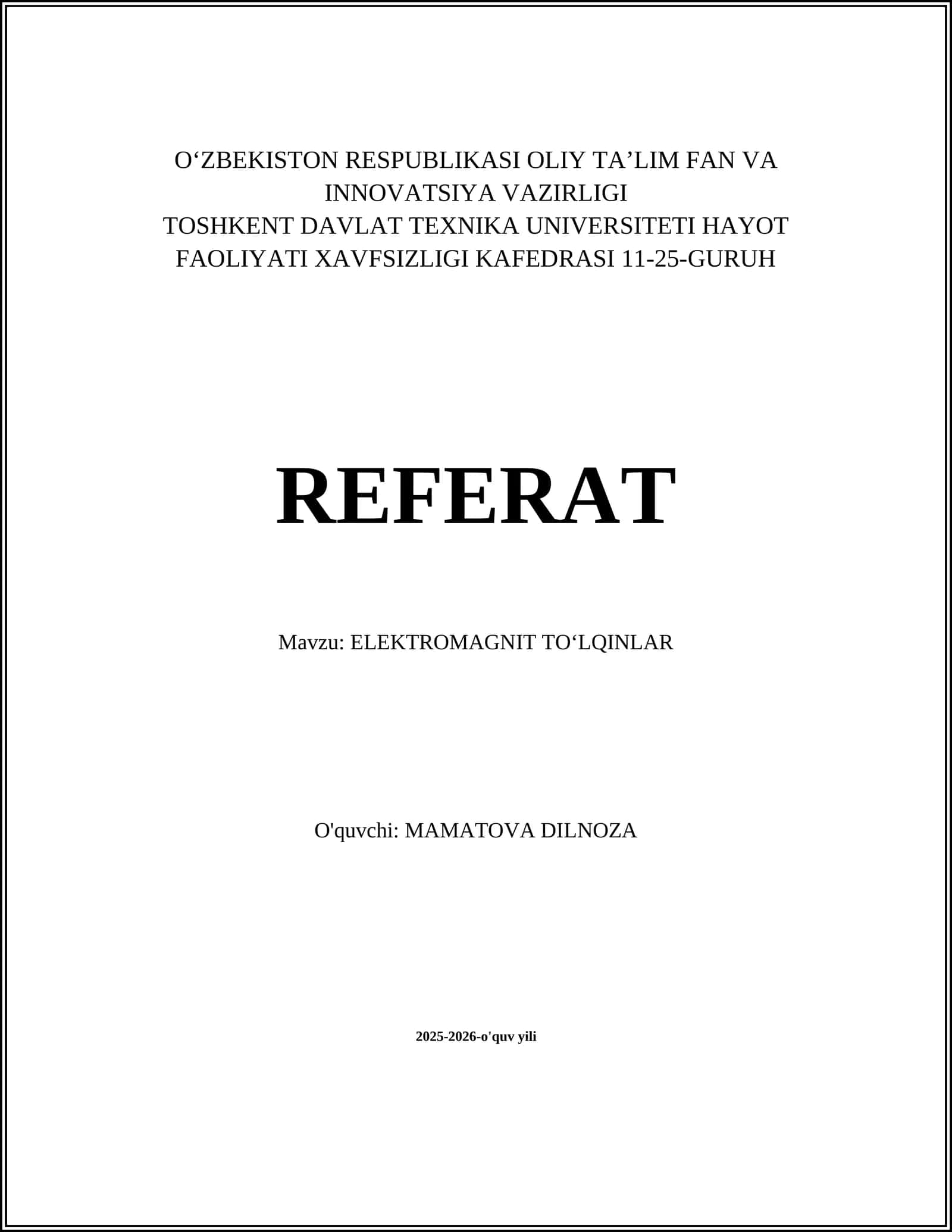 ELEKTROMAGNIT TOʻLQINLAR