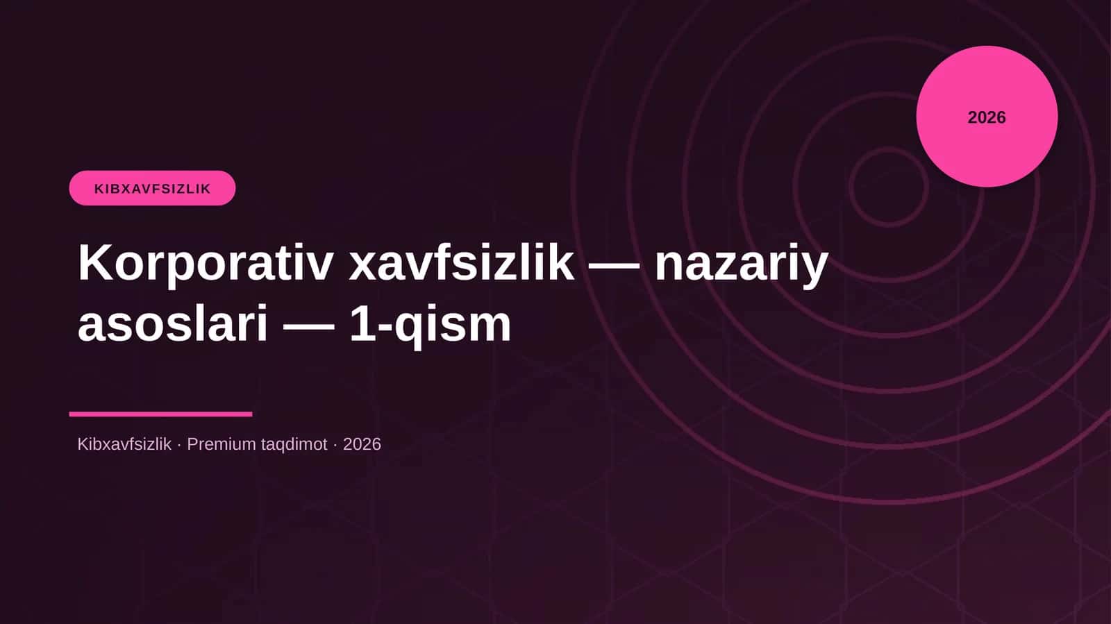 Korporativ xavfsizlik — nazariy asoslari — 1-qism