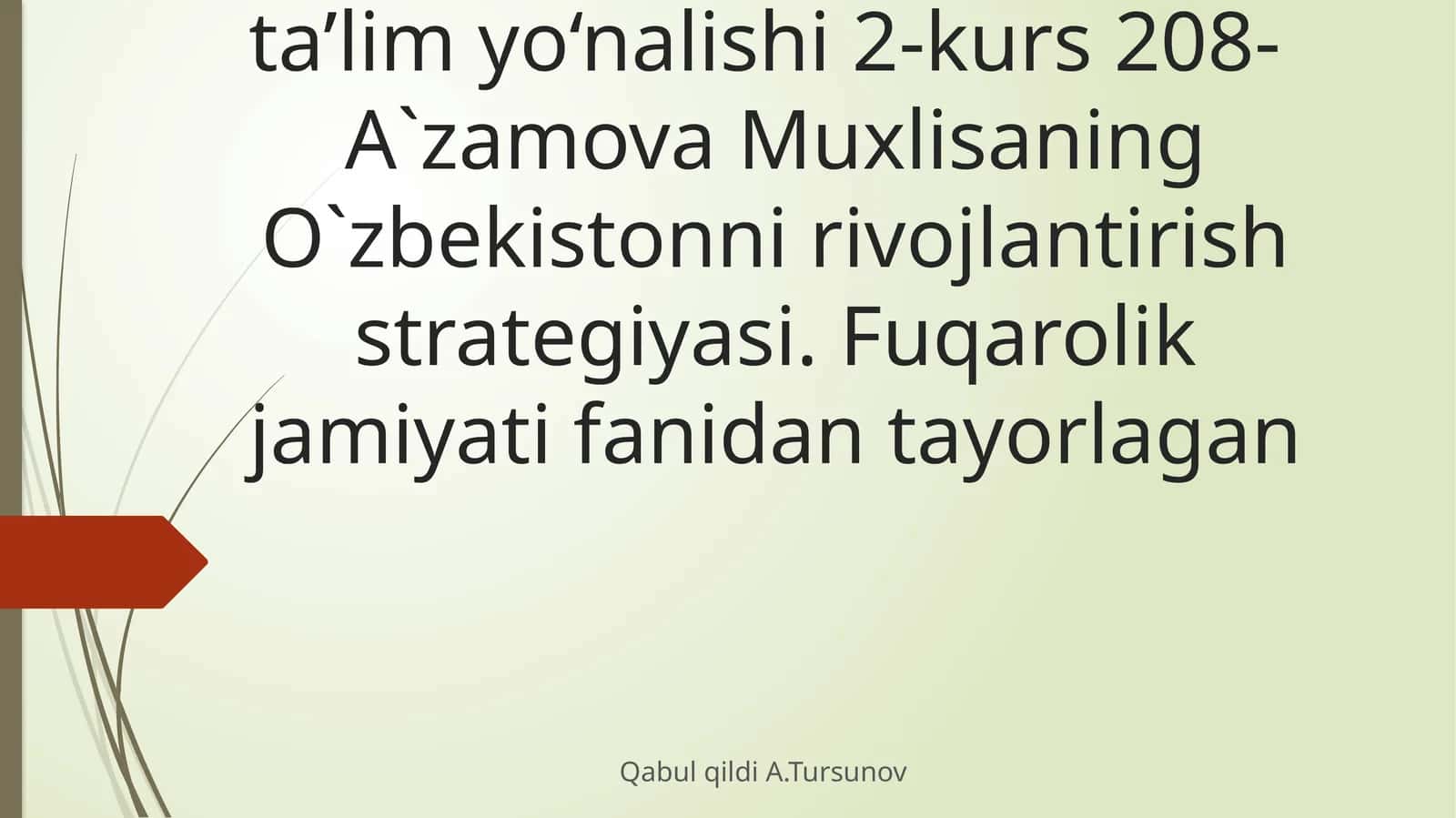 O`zbekistonni yanada rivojlantirish bo'yicha "Xarakatlar strategiyasi" ning maqsadi