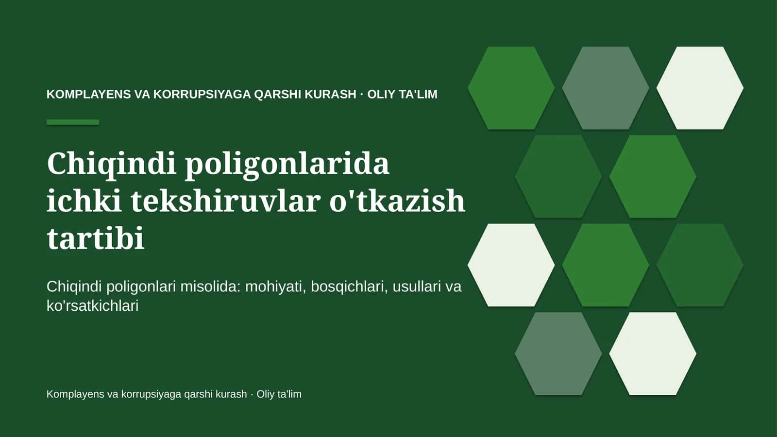 Komplayens va korrupsiyaga qarshi kurash · Oliy ta'lim