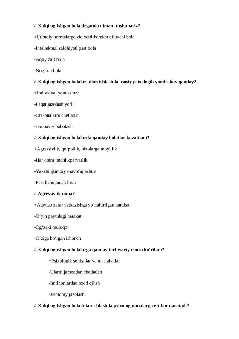 Xulqi og‘ishgan bolalar psixologiyasi