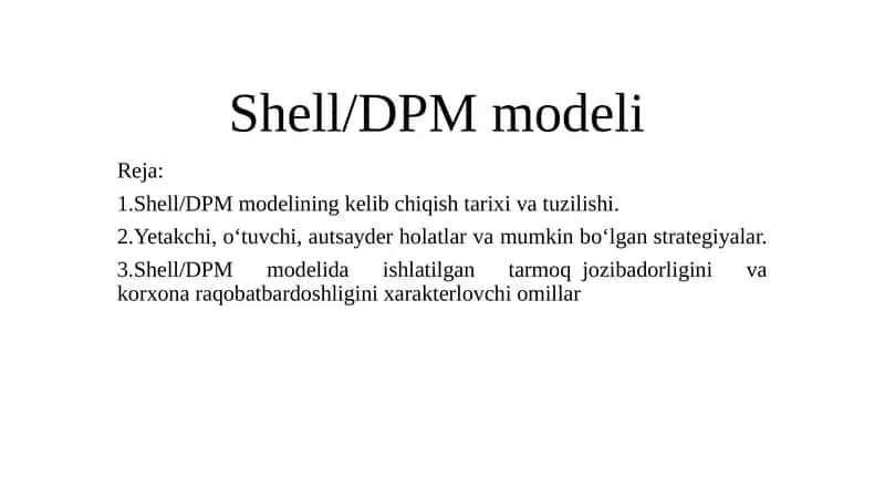 Shell/DPM modeli