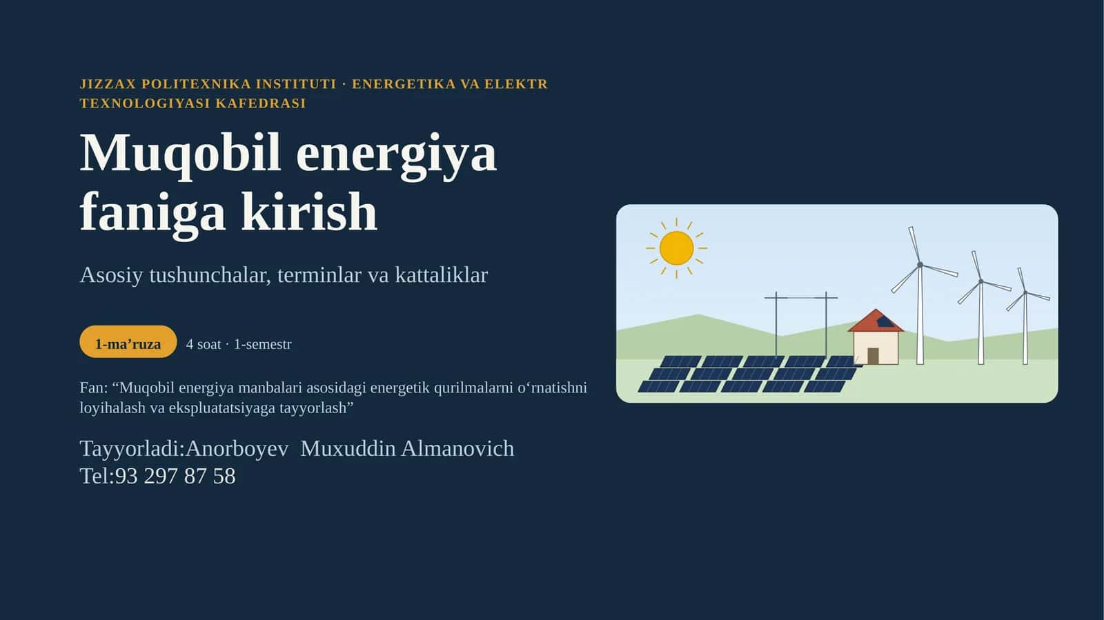 Muqobil energiya faniga kirish