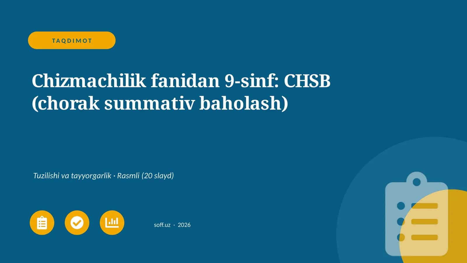 Chizmachilik fanidan 9-sinf: CHSB (chorak summativ baholash)