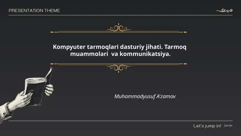 Kompyuter tarmoqlari dasturiy jihati. Tarmoq muammolari va kommunikatsiya.