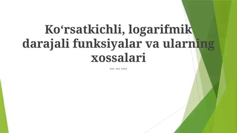 Logarifmik Funktsiyalar