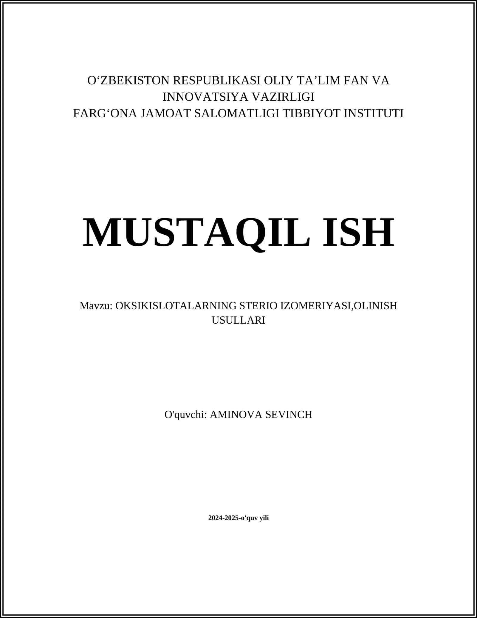 OKSIKISLOTALARNING STERIO IZOMERIYASI,OLINISH USULLARI