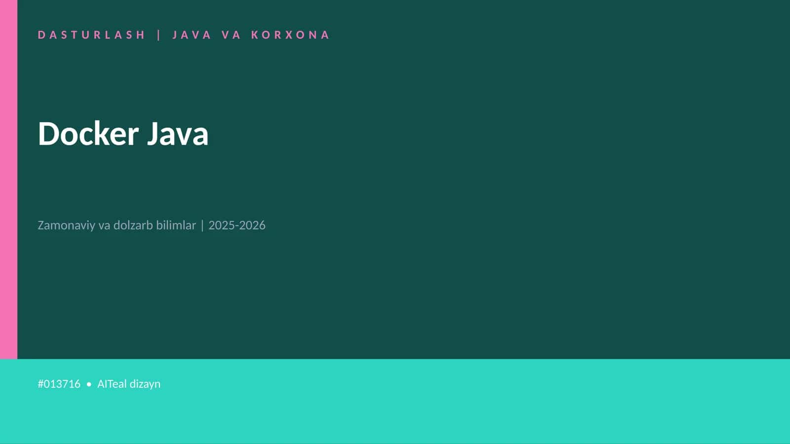 DASTURLASH | JAVA VA KORXONA
