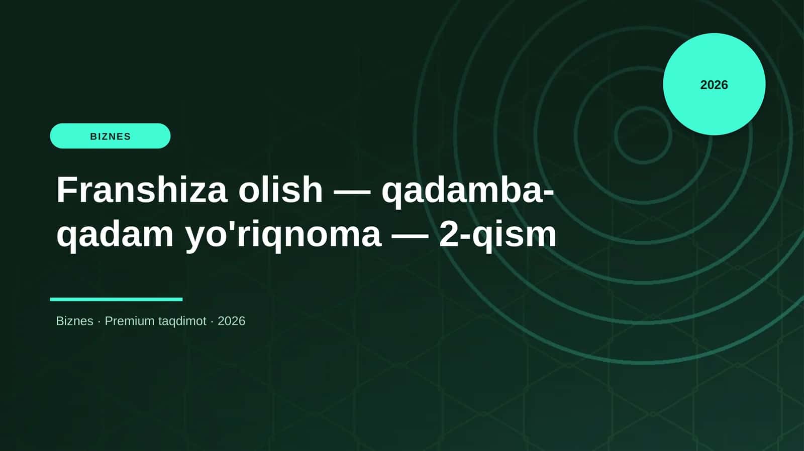 Franshiza olish — qadamba-qadam yo'riqnoma — 2-qism