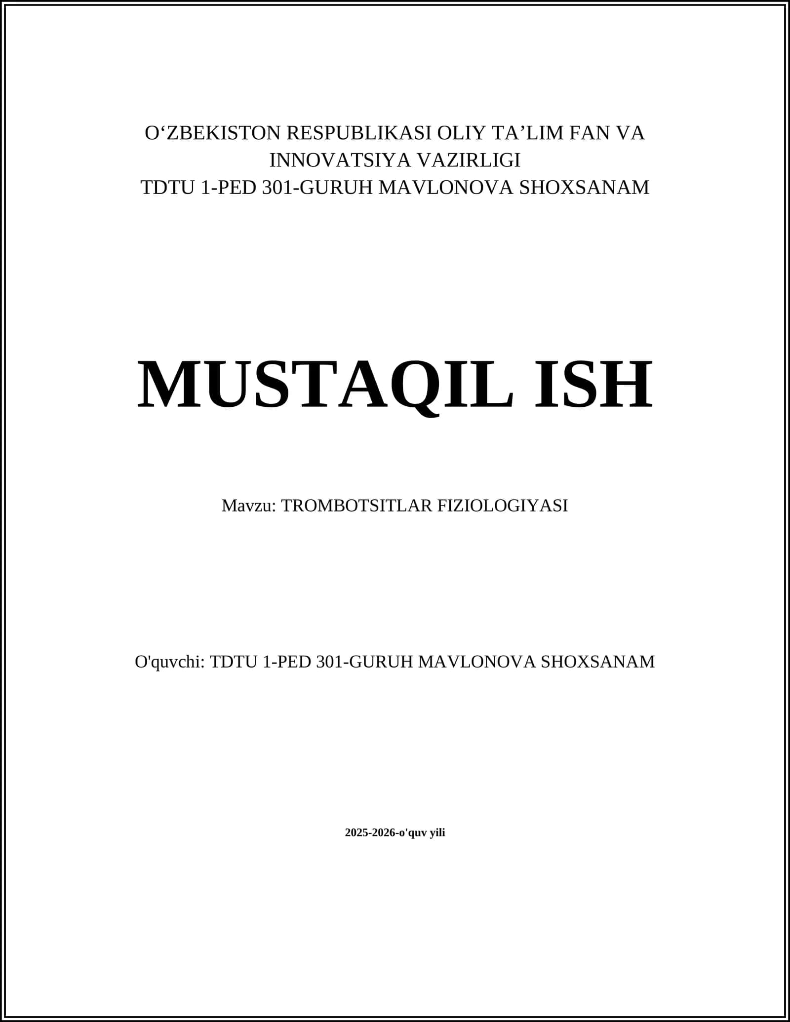 TROMBOTSITLAR FIZIOLOGIYASI