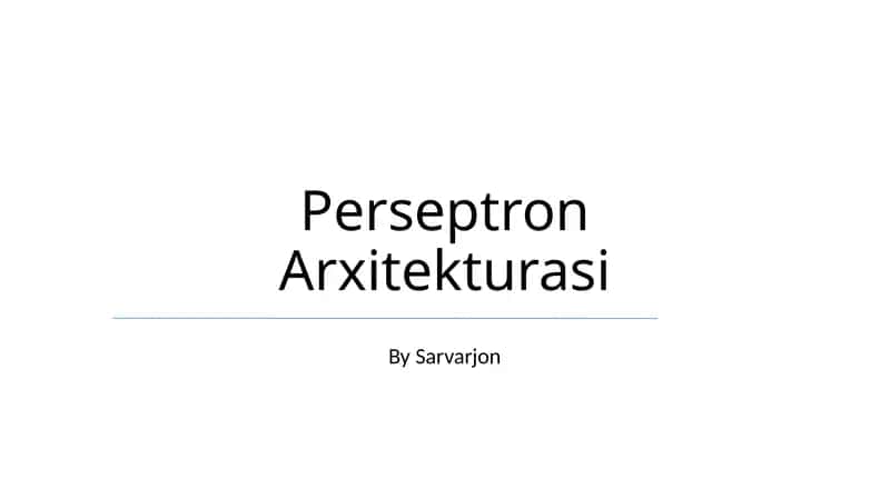 Perseptron Arxitekturasi