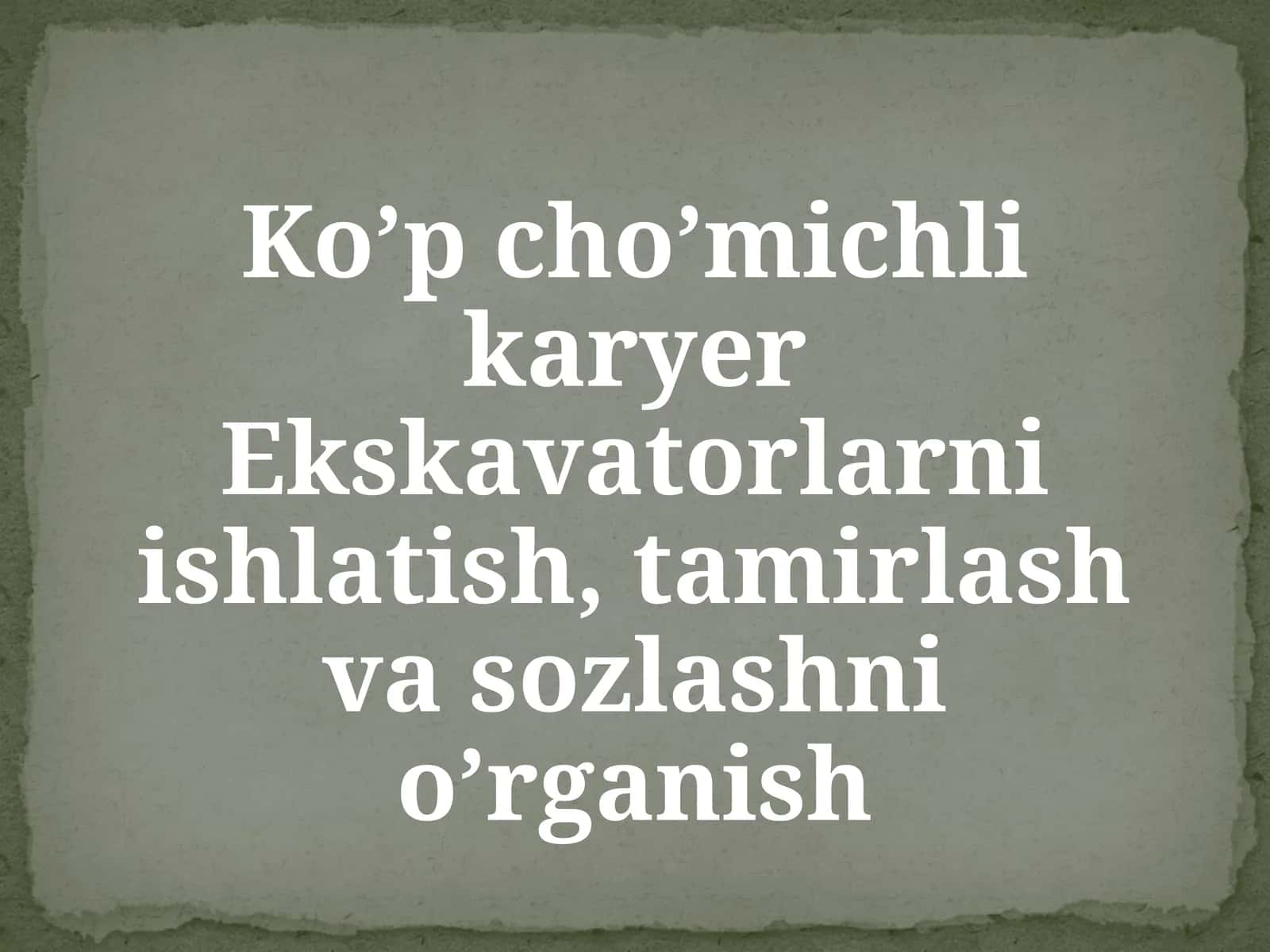 Ko’pcho’michlikaryerEkskavatorlarniishlatish,tamirlashvasozlashnio’rganish