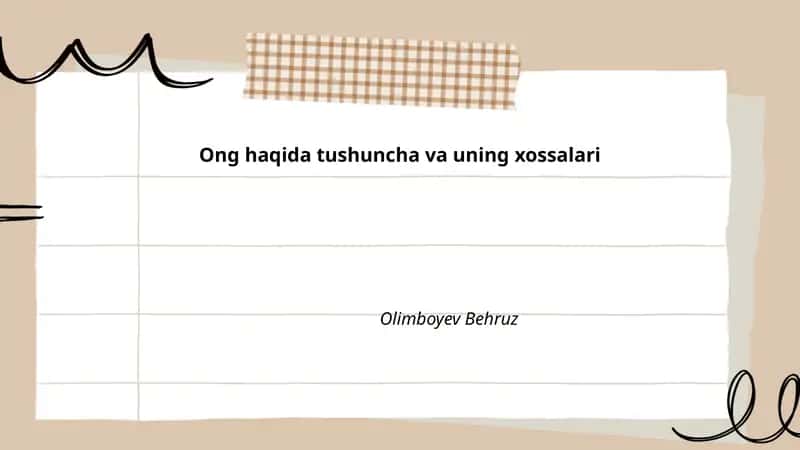 Ong haqida tushuncha va uning xossalari