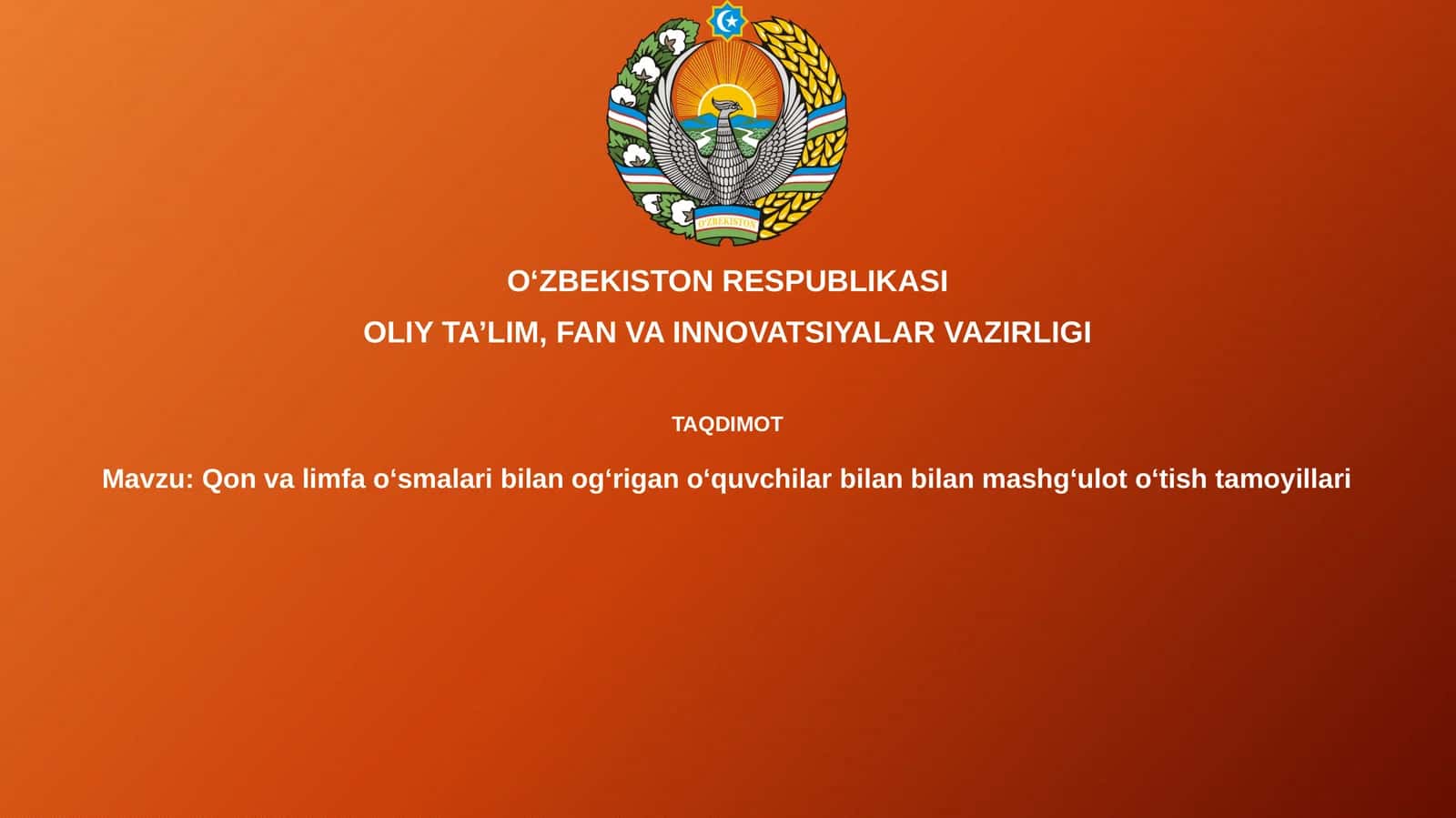Qonvalimfaoʻsmalaribilanogʻriganoʻquvchilarbilanbilanmashgʻulotoʻtishtamoyillari