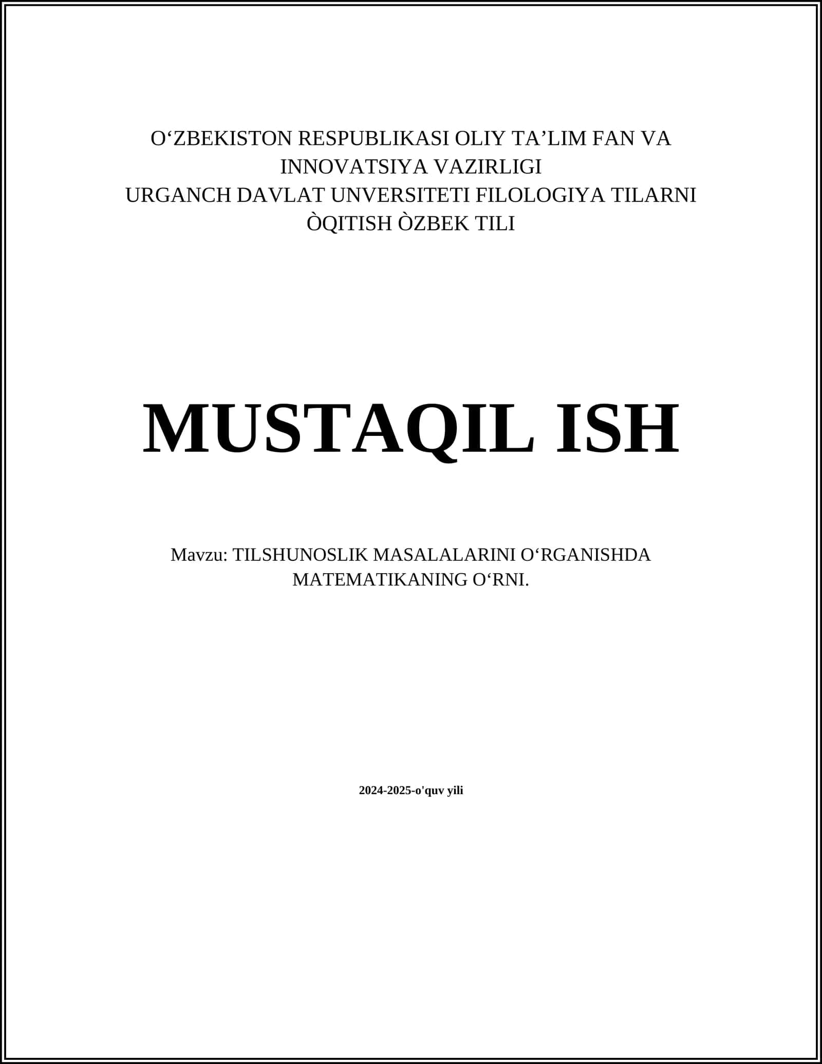 TILSHUNOSLIK MASALALARINI O‘RGANISHDA MATEMATIKANING O‘RNI