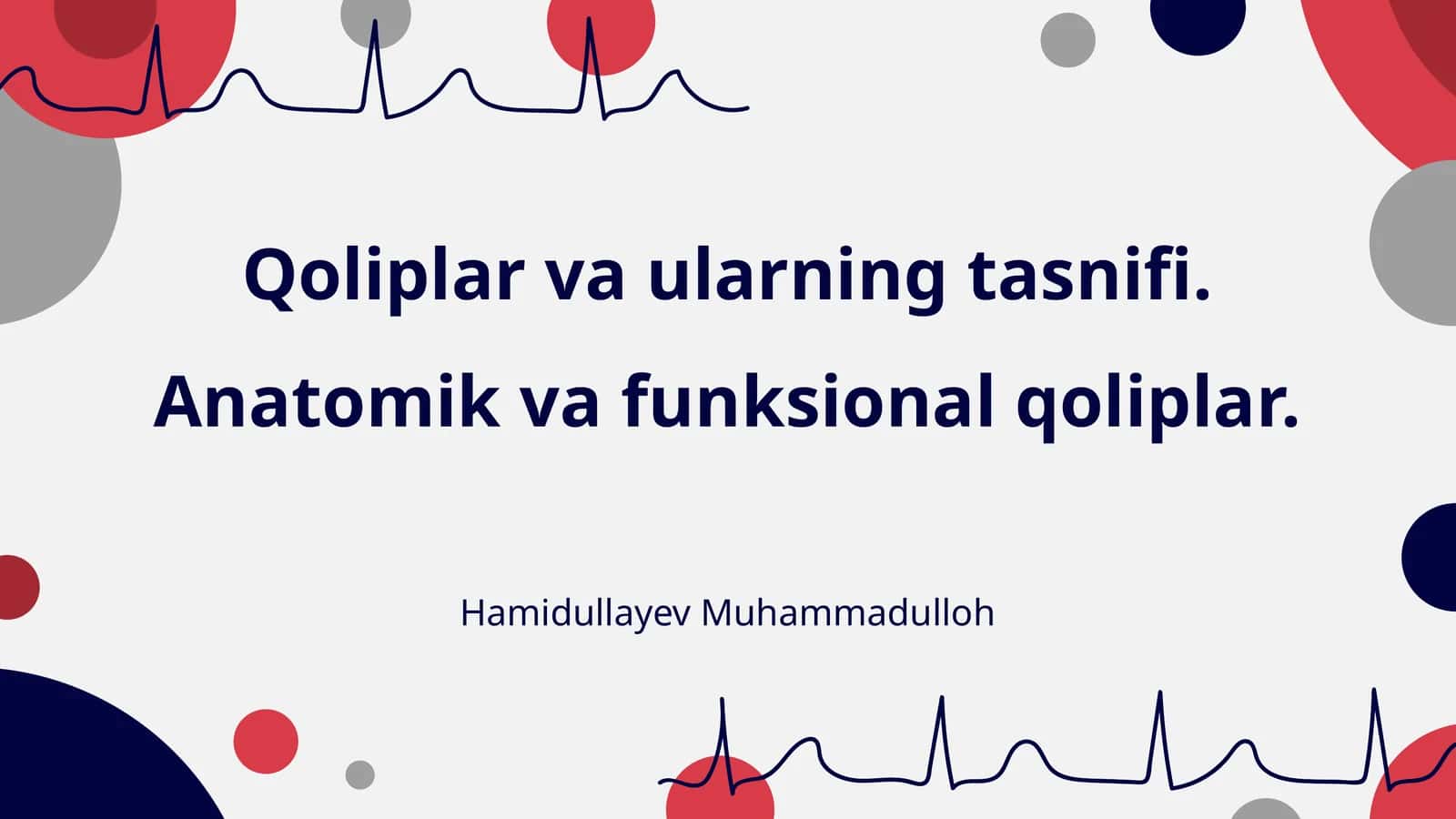Qoliplar va ularning tasnifi. Anatomik va funksional qoliplar