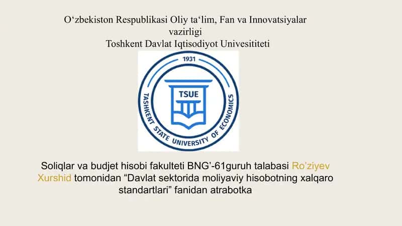 DAVLAT SEKTORIDA HISOBLASH METODIGA ASOSLANGAN BUXGALTERIYA HISOBIGA O’TISH MODELLARI