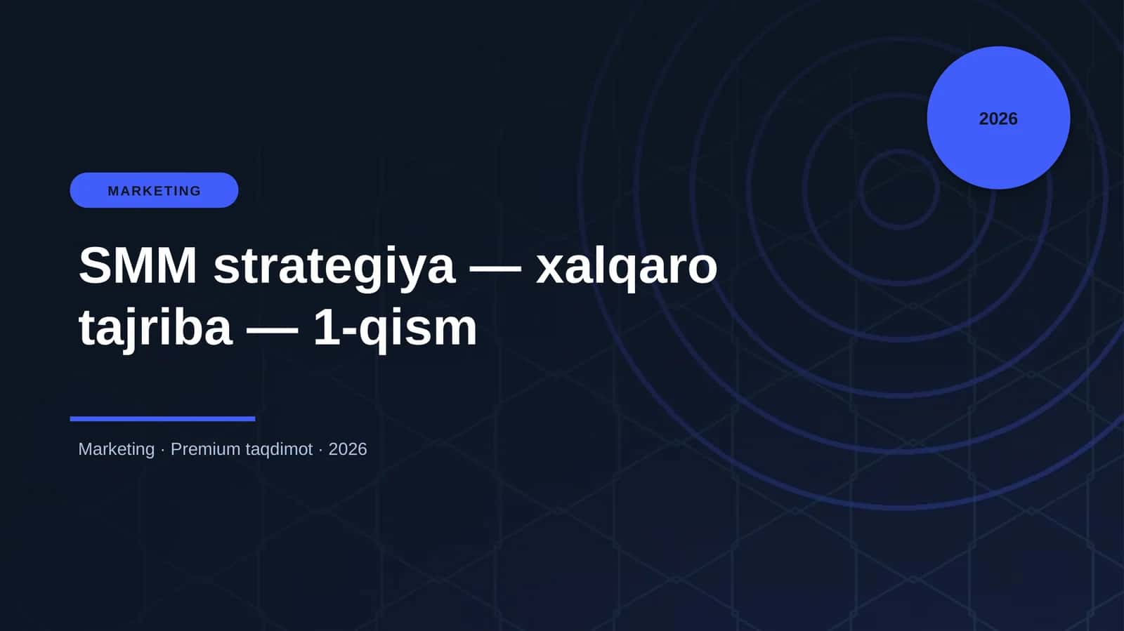 SMM strategiya — xalqaro tajriba — 1-qism