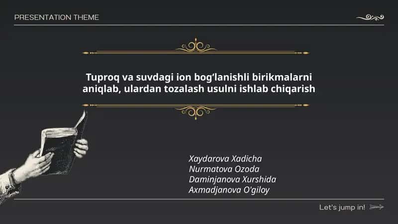 Tuproq va suvdagi ion bog‘lanishli birikmalarni aniqlab, ulardan tozalash usulni ishlab chiqarish
