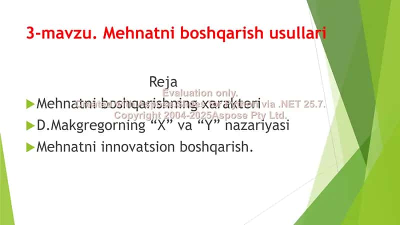 Mehnatni boshqarish usullari