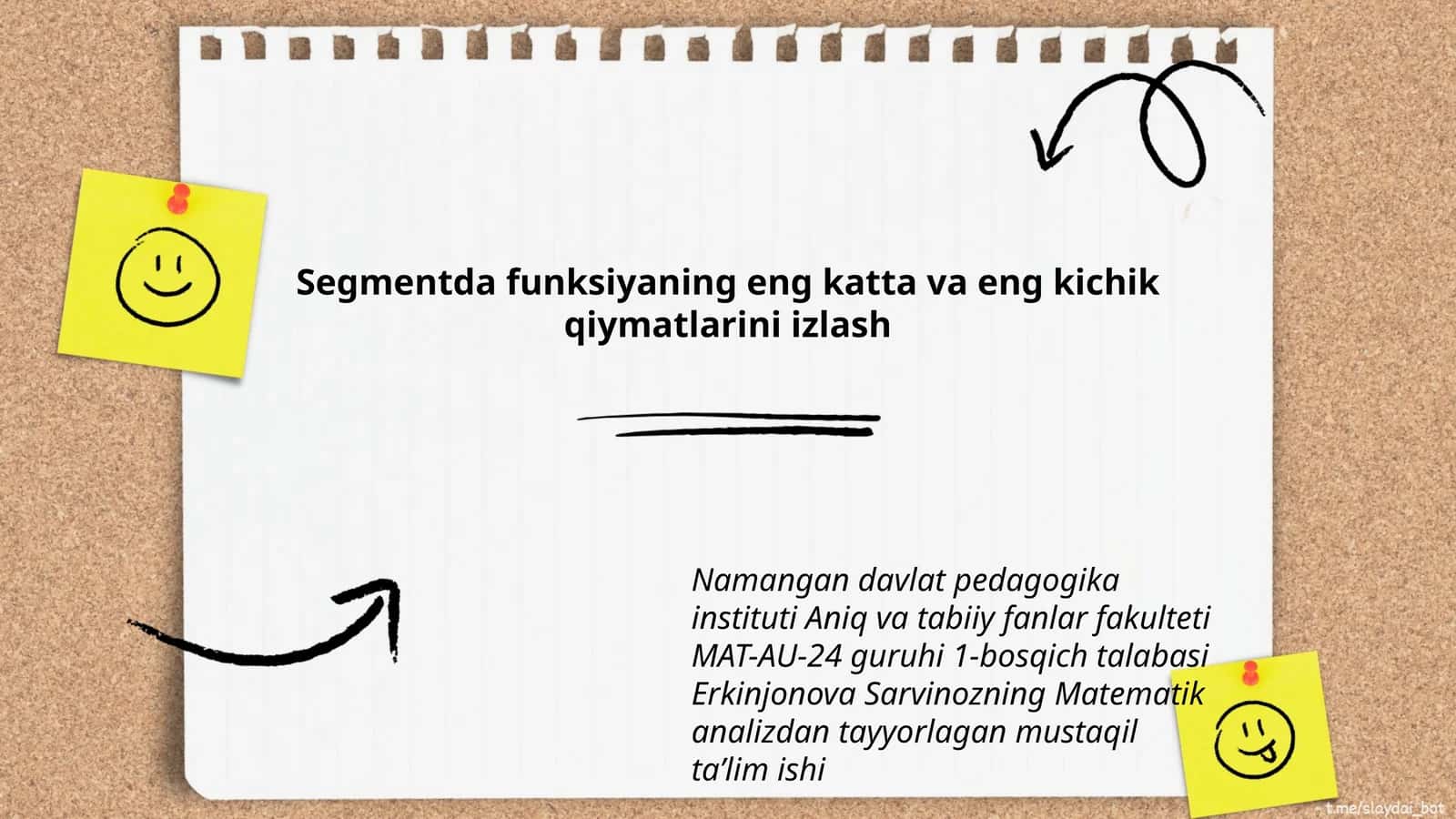 Matematik analizdan tayyorlagan mustaqil taʼlim ishi