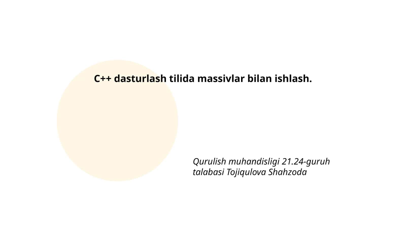 Massivlar bilan ishlash