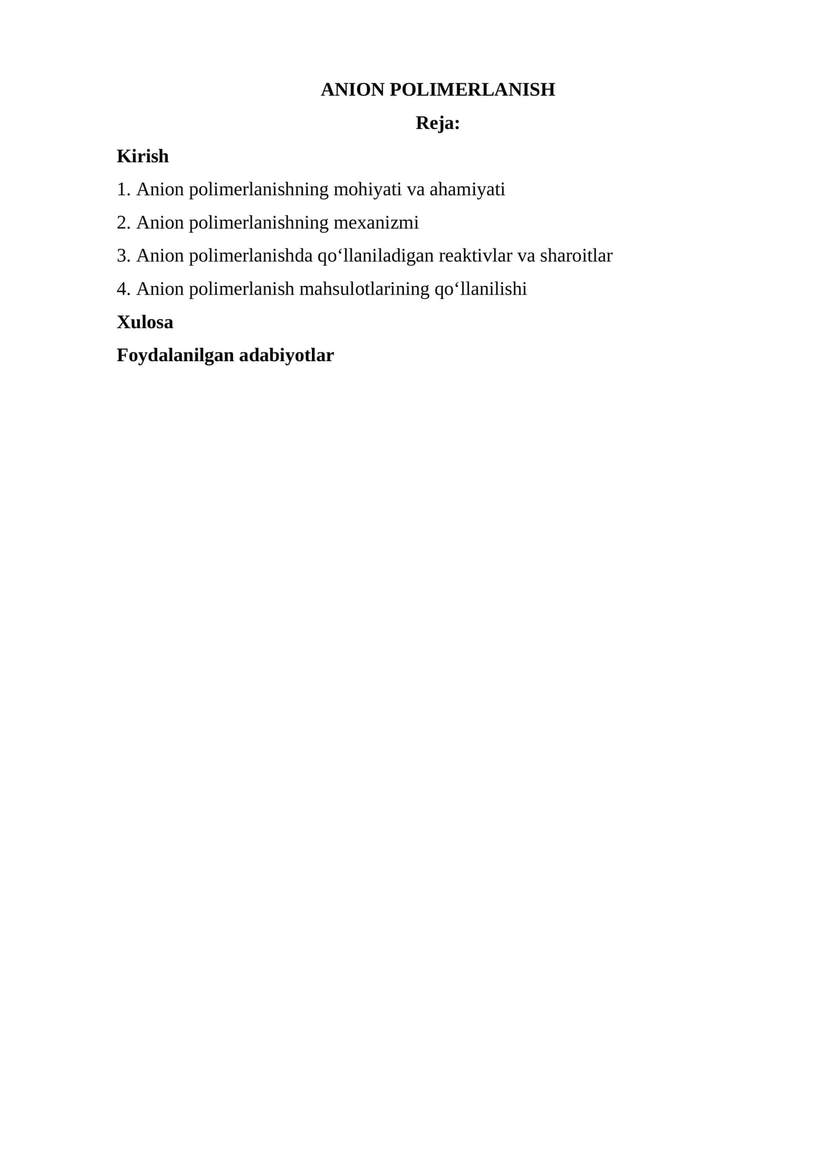 ANION POLIMERLANISH