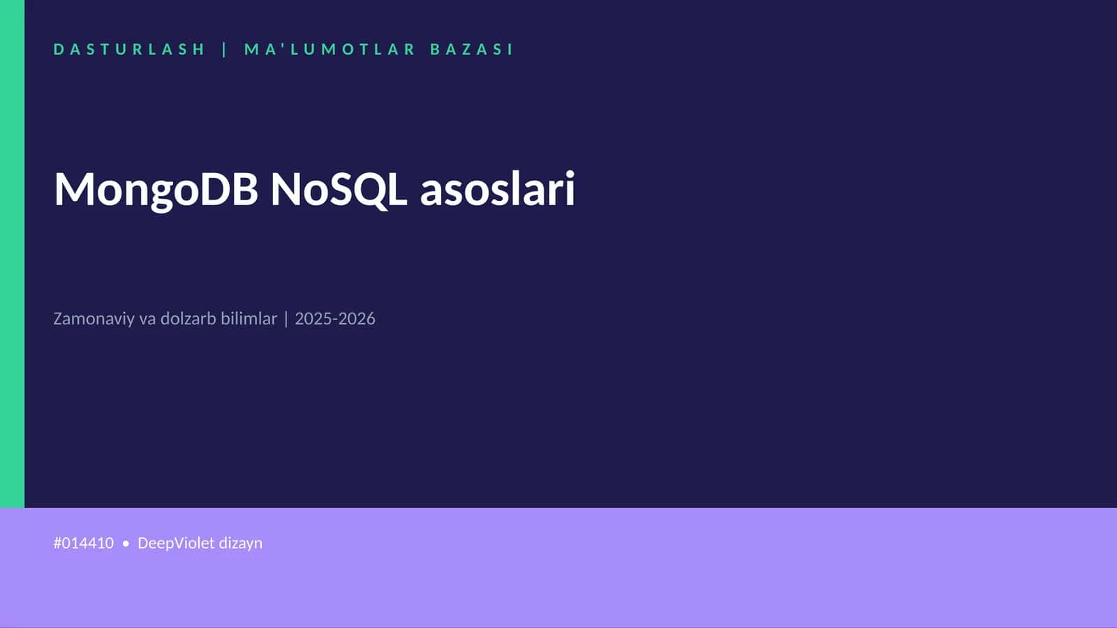MongoDB NoSQL asoslari