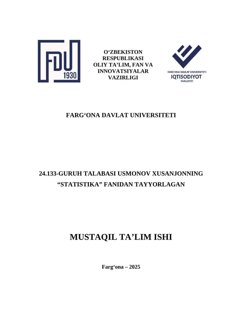 ekonometrikadan mustaqil ish