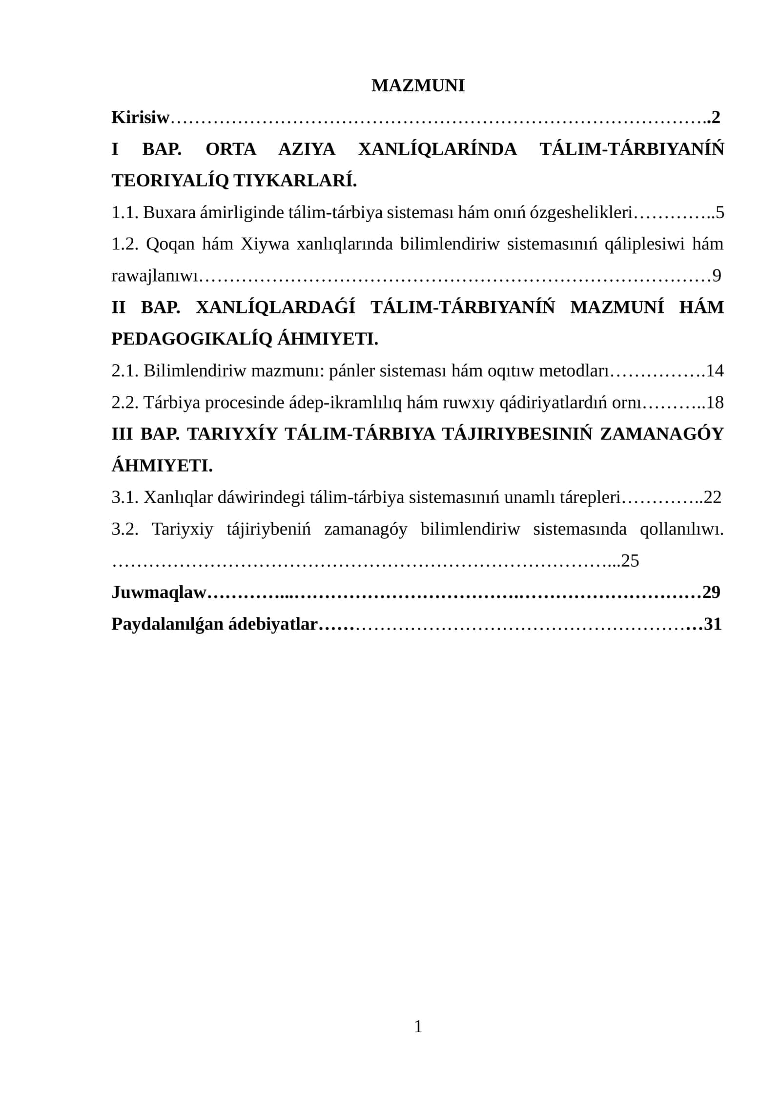 XANLÍQLARDAǴÍ TÁLIM-TÁRBIYA TÁJIRIYBESINIŃ ZAMANAGÓY ÁHMIYETI