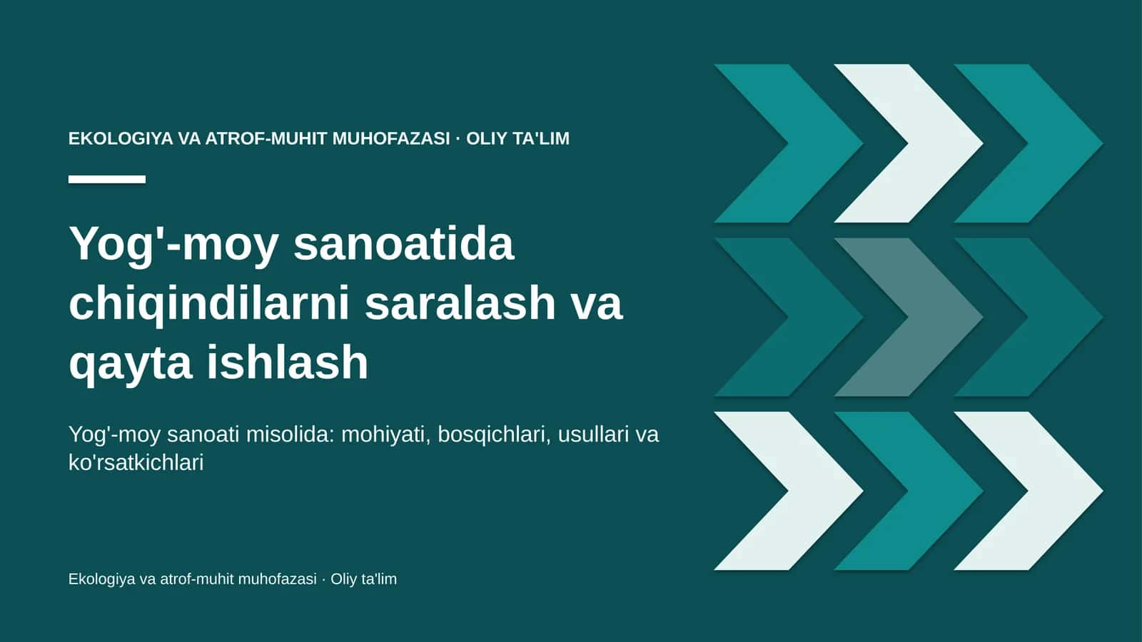 Yog'-moy sanoatida chiqindilarni saralash va qayta ishlash