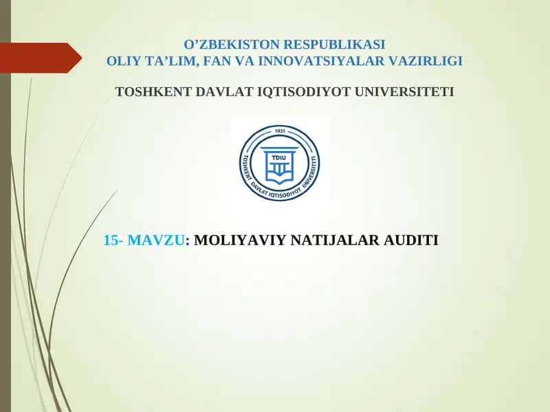 Moliyaviy natijalar auditining maqsadi va vazifalari