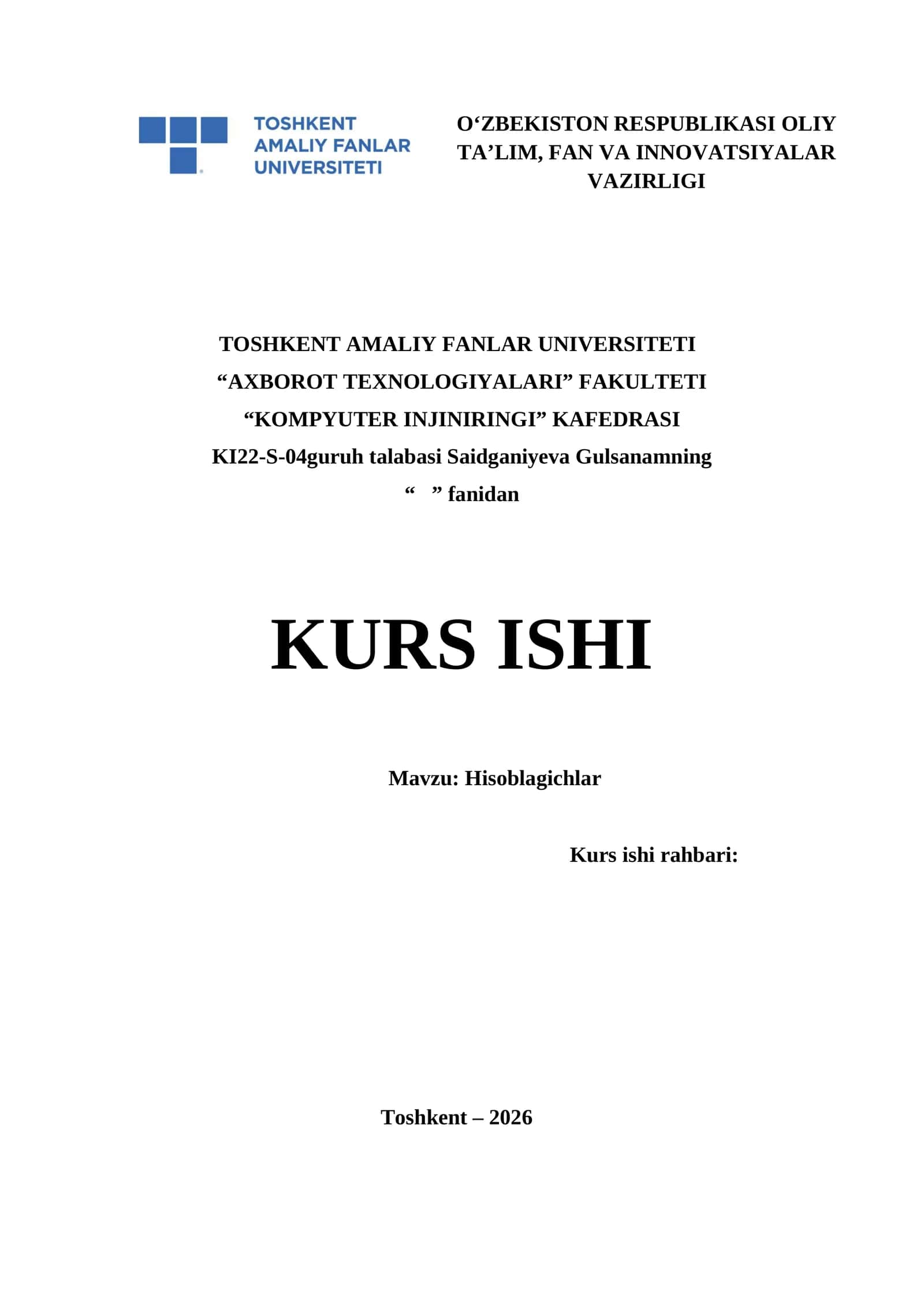 Hisoblagichlar.