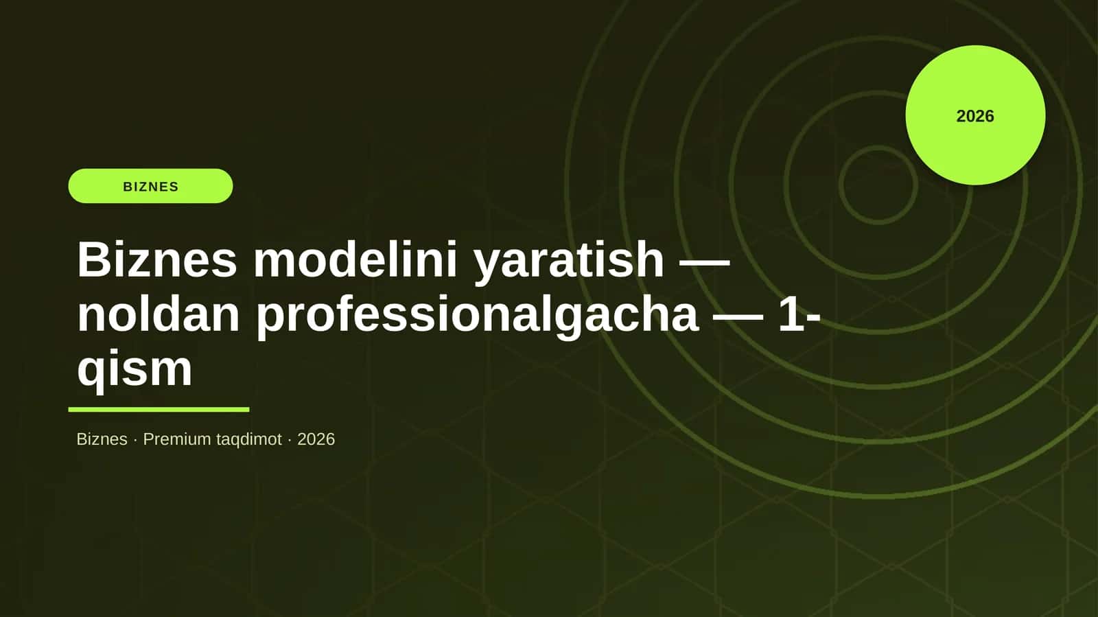 Biznes modelini yaratish — noldan professionalgacha — 1-qism