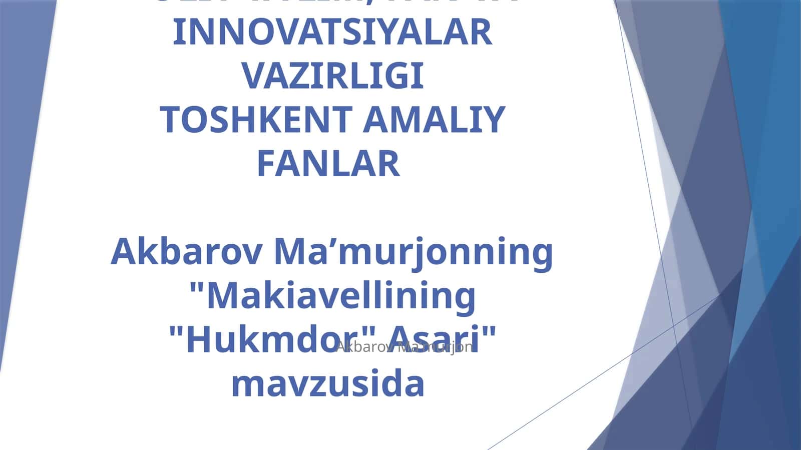 Makiavellining "Hukmdor" Asari