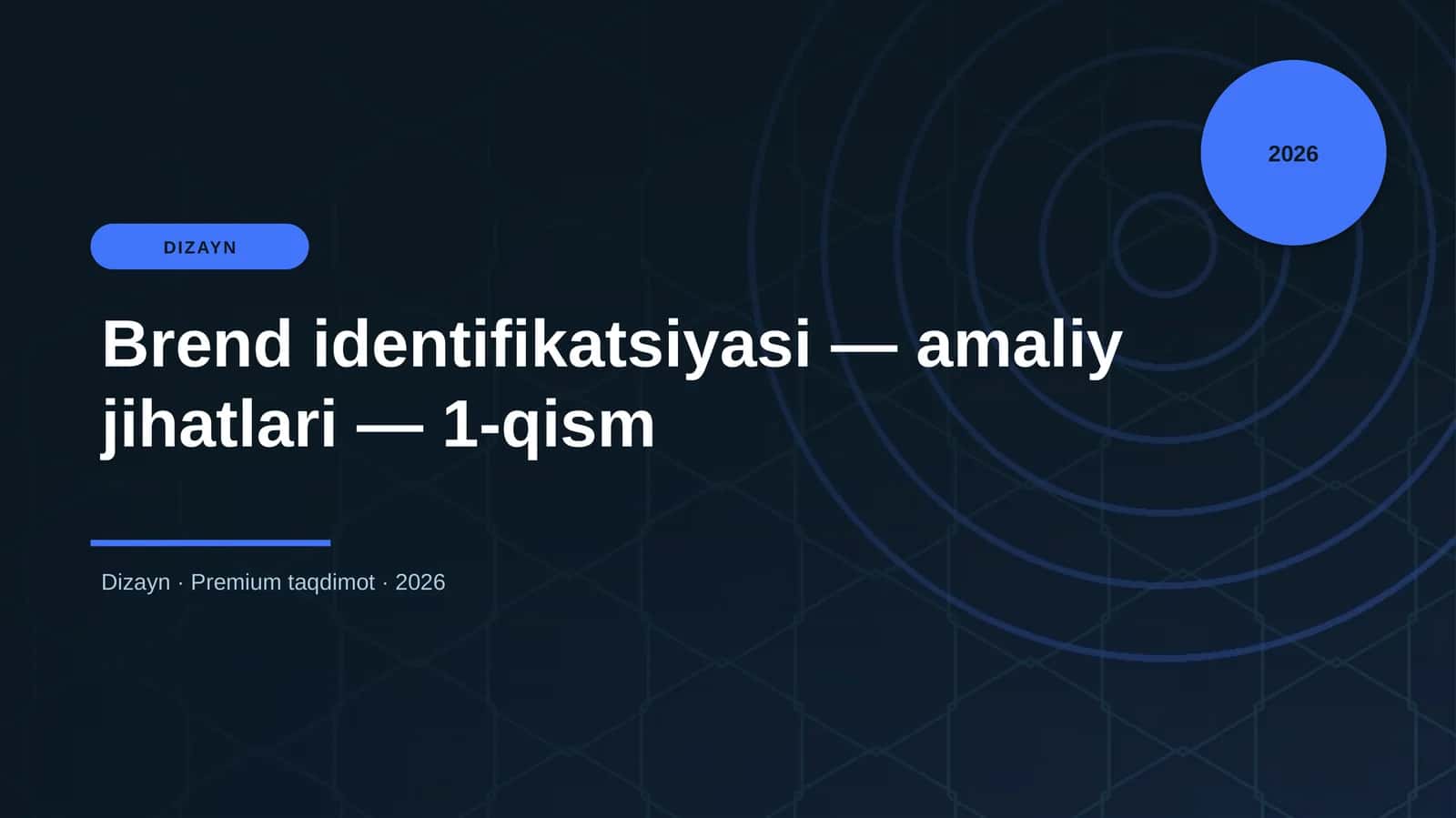 Brend identifikatsiyasi — amaliy jihatlari — 1-qism