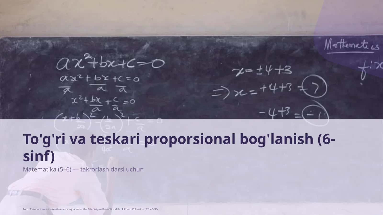To'g'ri va teskari proporsional bog'lanish (6-sinf)