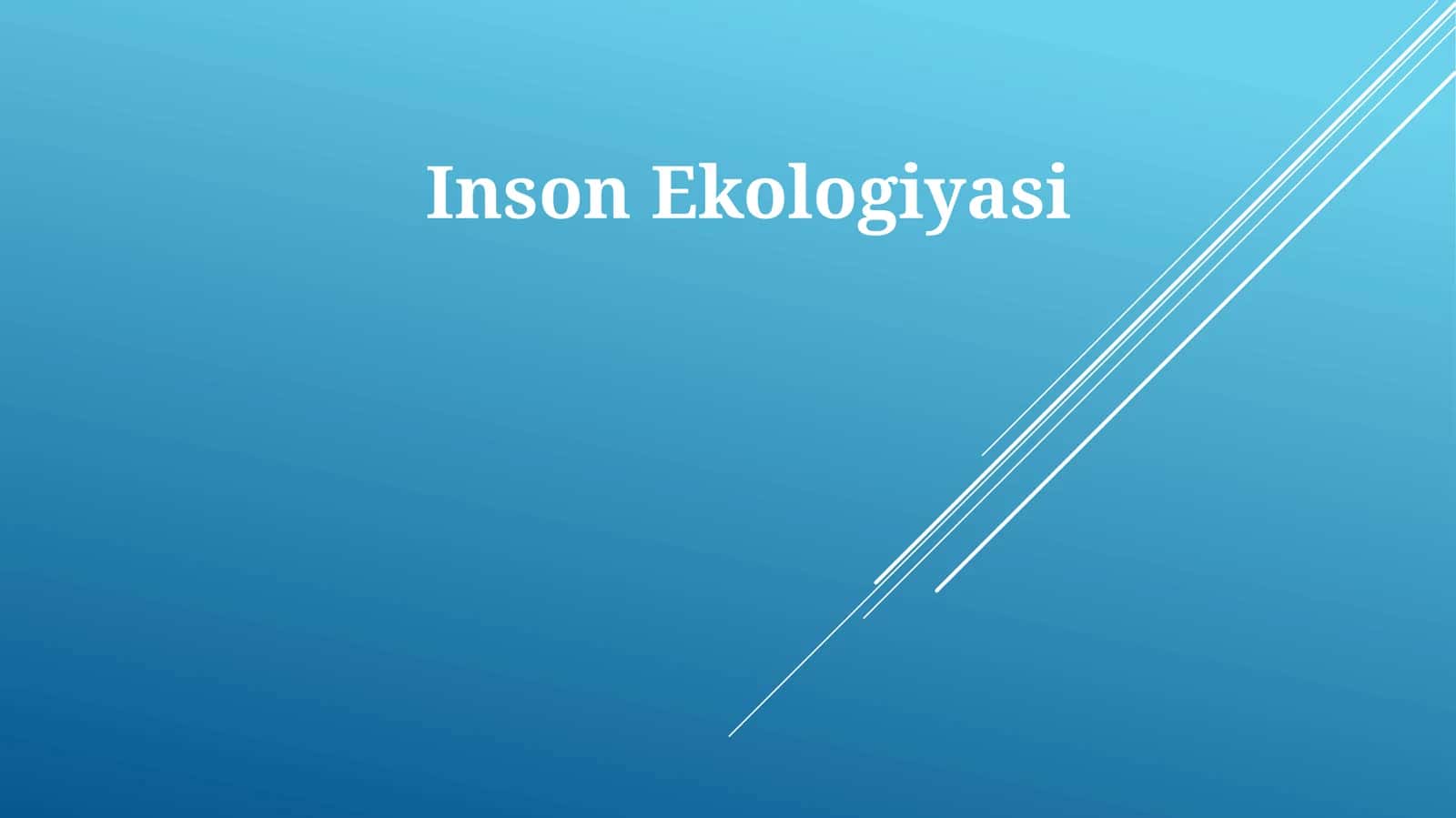 Inson Ekologiyasi
