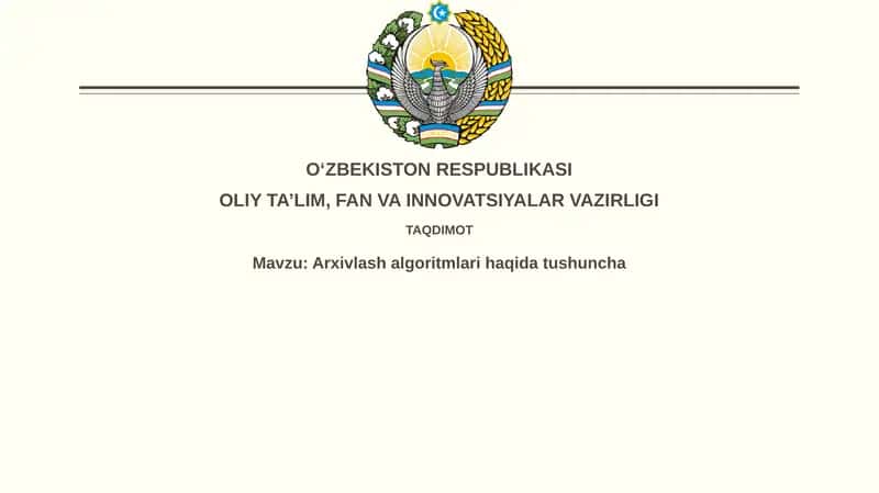 Arxivlash algoritmlari haqida tushuncha
